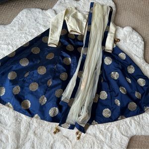 COPY - Beautiful blue, gold, cream Indian lehenga